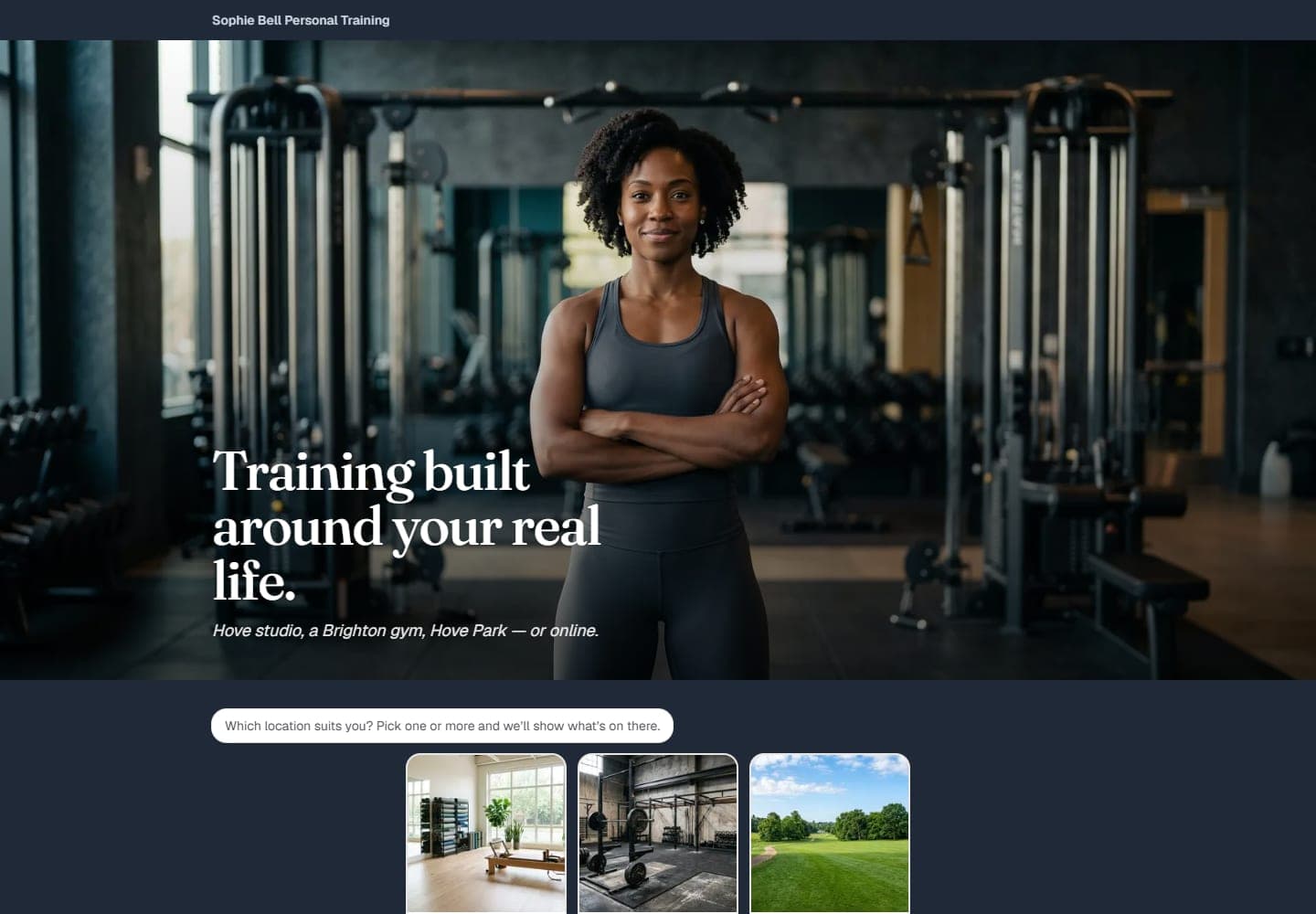 Sophie Bell Personal Training's booking page, built in Soopaspace