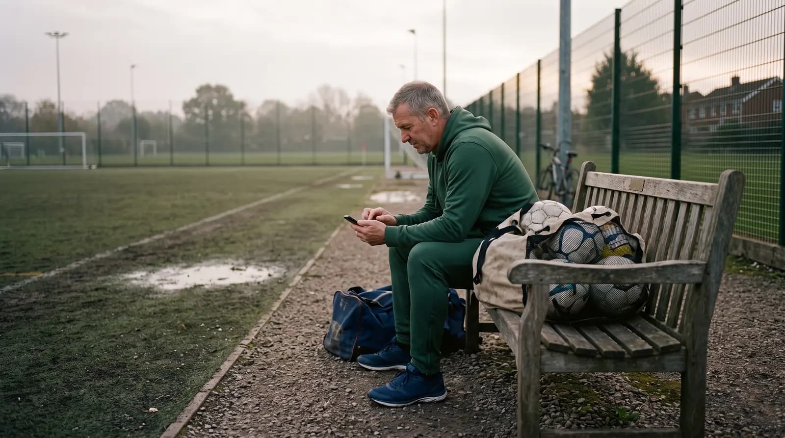 A coach checking the day’s sessions on a phone