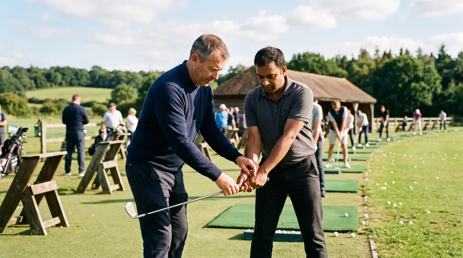 A coach working closely with a young player