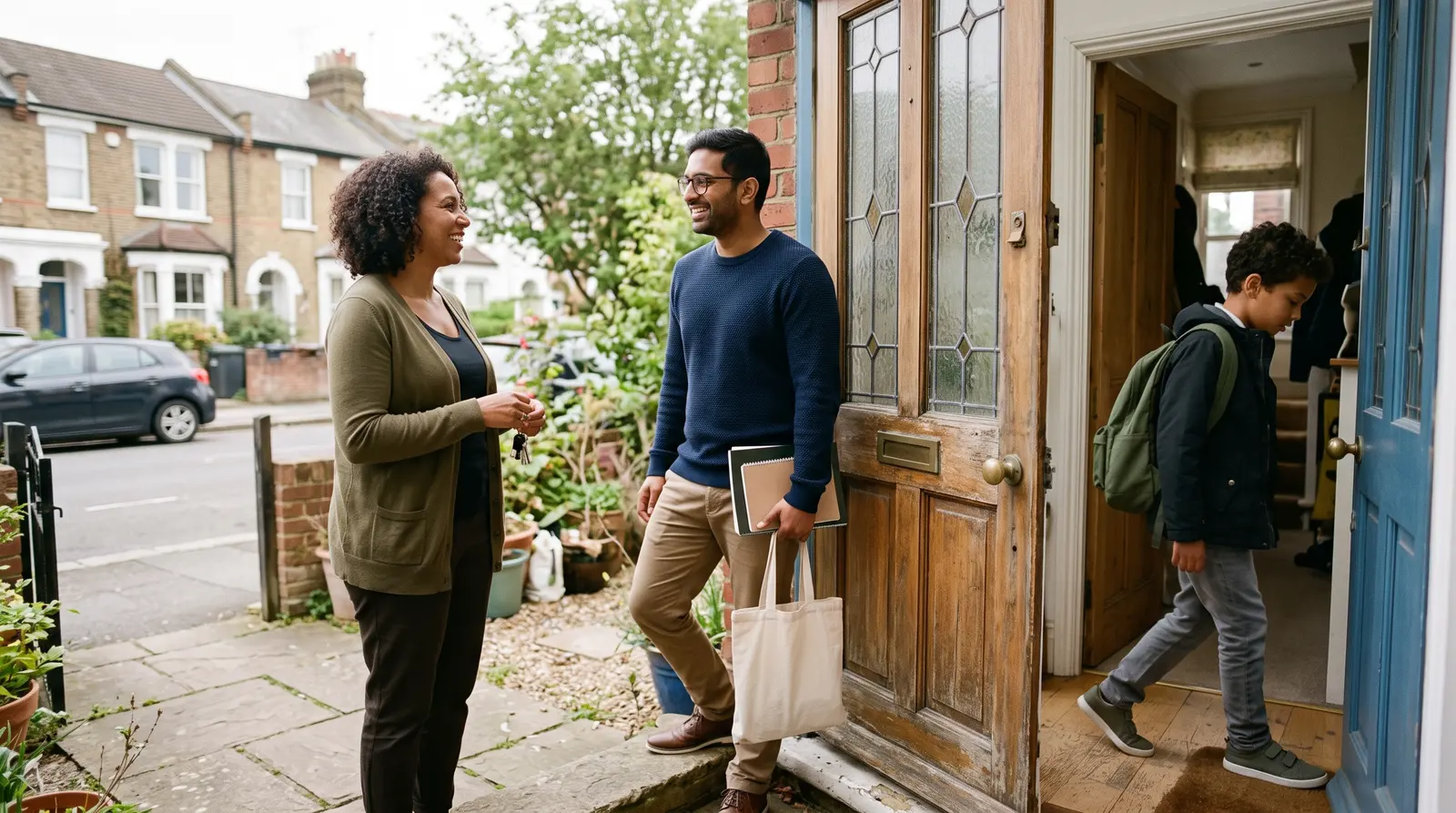 A tutor and a parent talking after a lesson